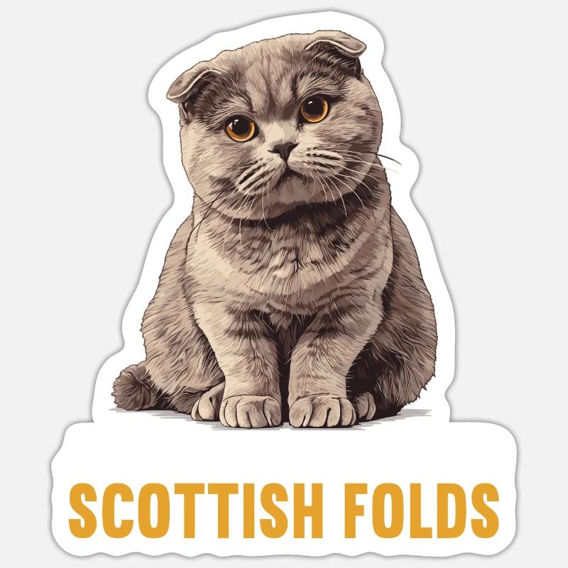Scottish Fold Kätzchen Scottish Fold Katze - Sticker Größe S (10 x 10 cm) - Mattweiß