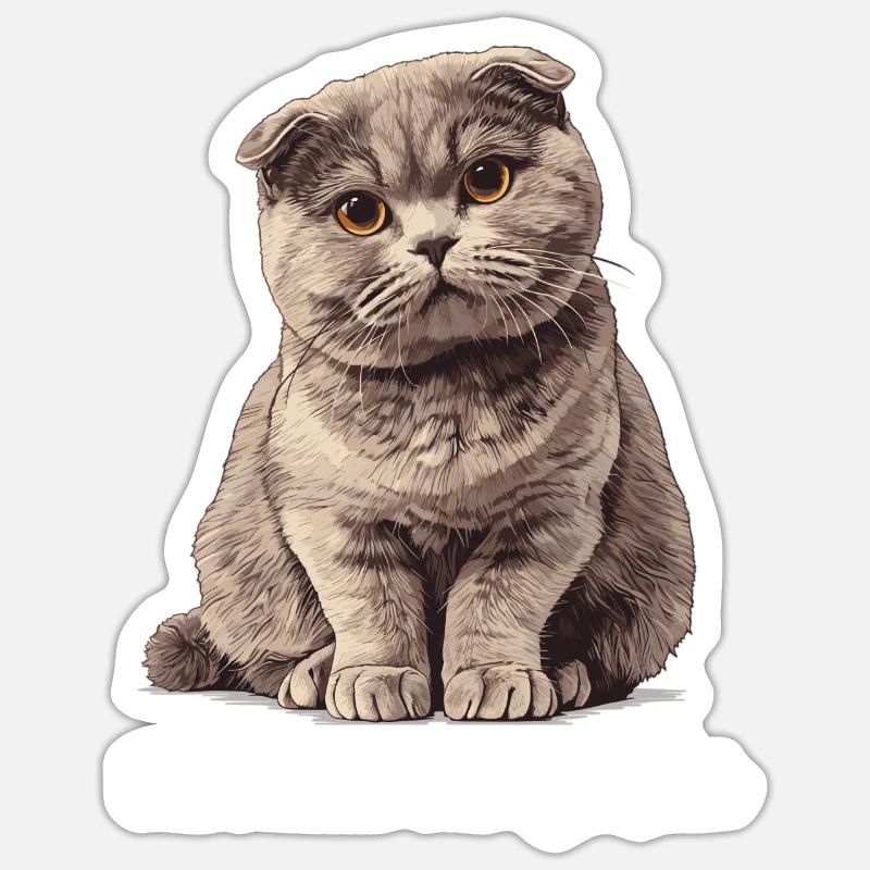 Scottish Fold Kätzchen Scottish Fold Katze - Sticker Größe S (10 x 10 cm) - Mattweiß