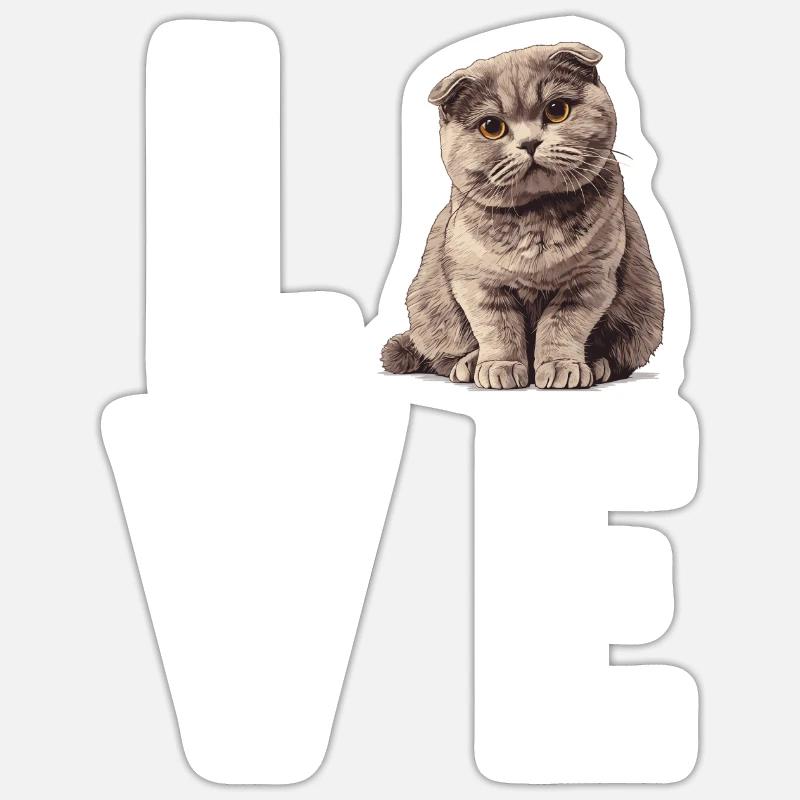 Scottish Fold Kitten Scottish Fold chat Sticker taille S (10 x 10 cm)