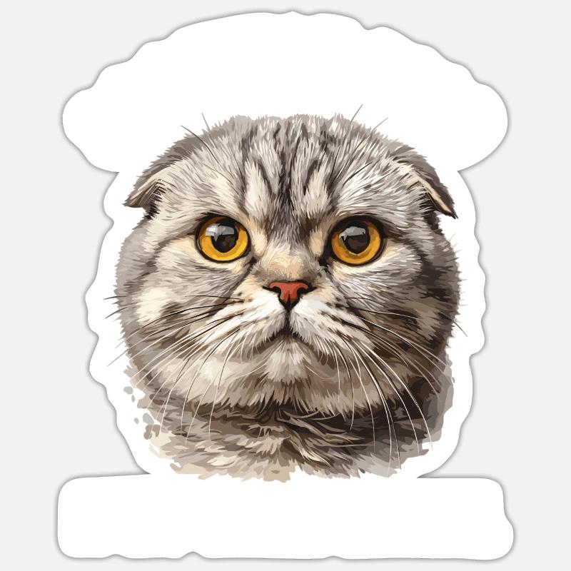 Scottish Fold Kätzchen Scottish Fold Katze - Sticker Größe S (10 x 10 cm) - Mattweiß