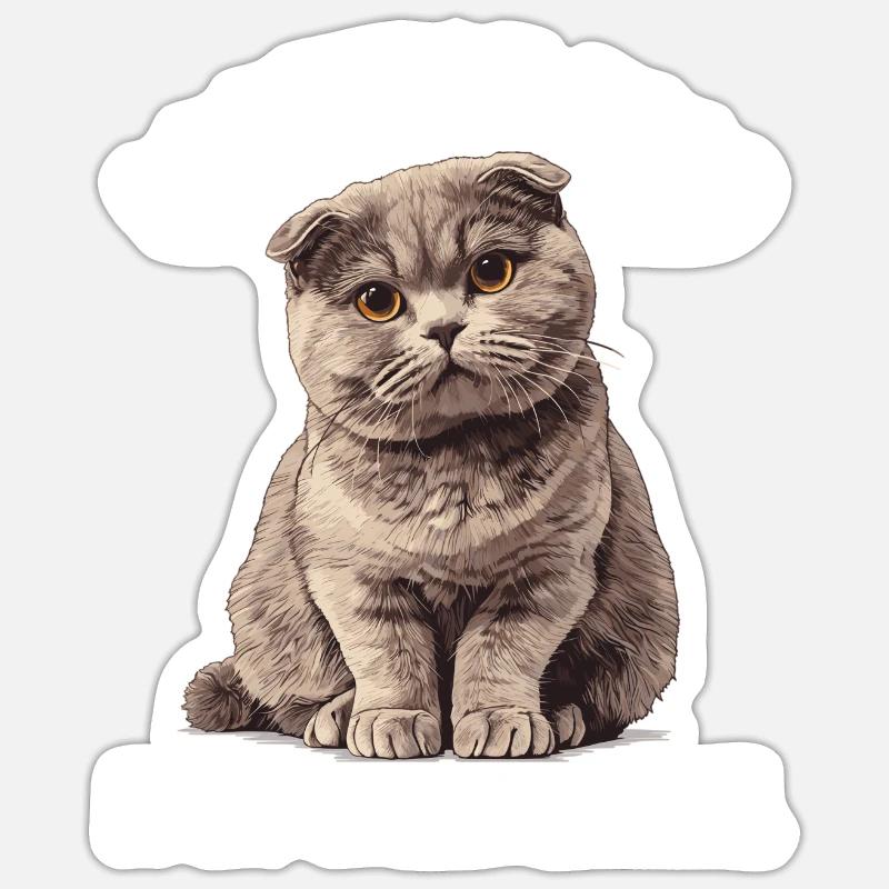 Scottish Fold Kitten Scottish Fold chat Sticker taille S (10 x 10 cm)
