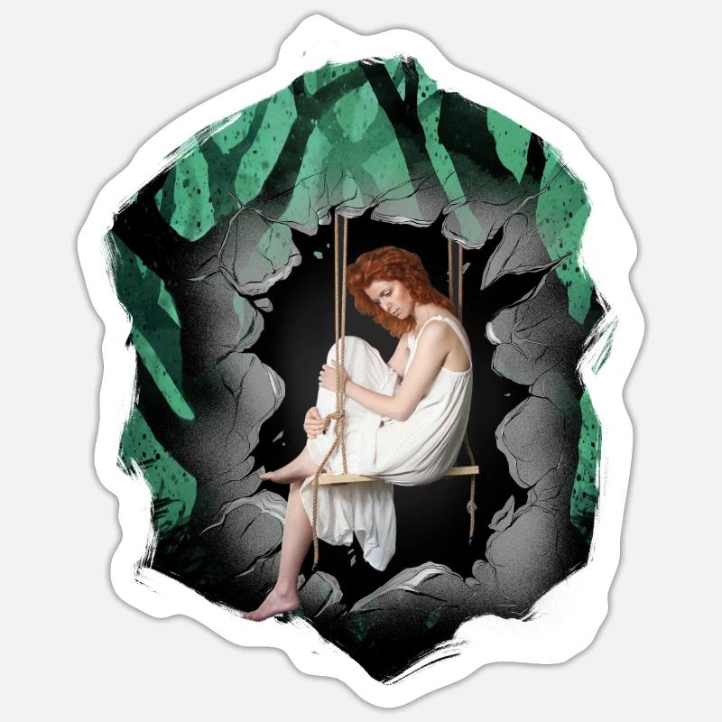 Mädchen Wald Sinnlich Romantisch Sticker Größe S (10 x 10 cm)