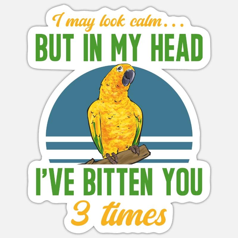 Perruche Perroquet Perruche Oiseau - Sticker taille S (10 x 10 cm) - blanc mat