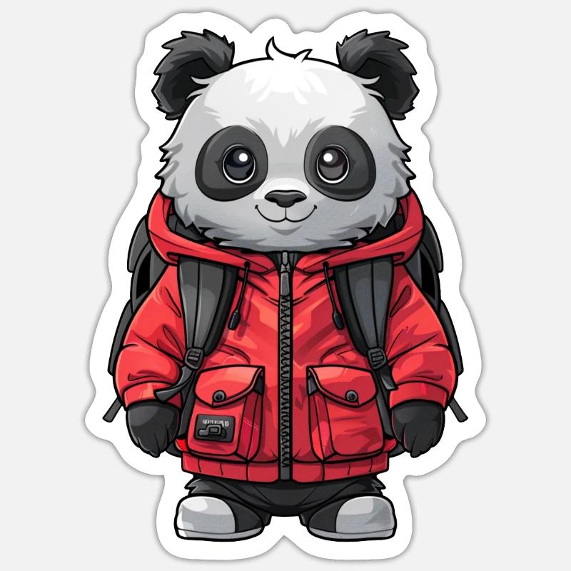 Panda Ours Écolier Panda Géant Japonais Sticker taille S (10 x 10 cm)