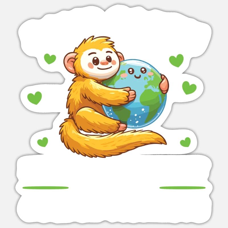 C’est la seule planète avec des singes dorés Terre - Sticker taille S (10 x 10 cm) - blanc mat