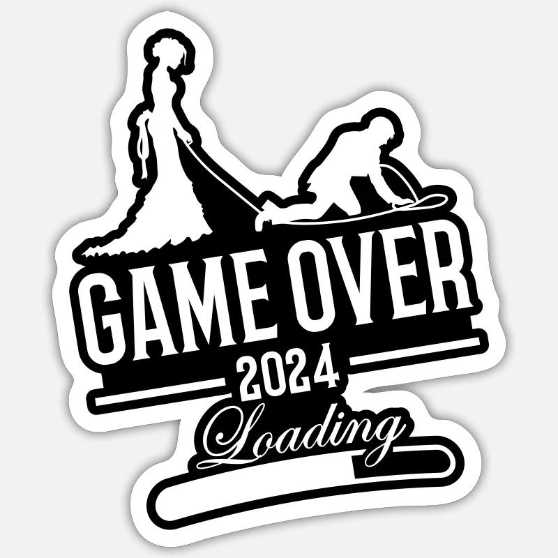 Hochzeit Loading 2024 Game Over Sticker Größe S (10 x 10 cm)
