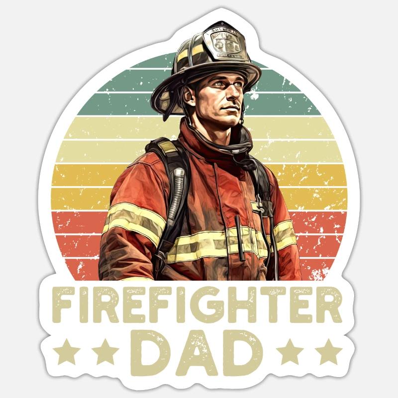 Papa pompier - Sticker taille S (10 x 10 cm) - blanc mat
