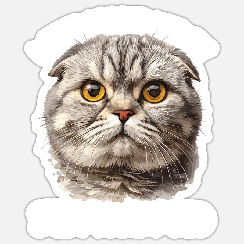 Scottish Fold Kätzchen Scottish Fold Katze - Sticker Größe S (10 x 10 cm) - Mattweiß