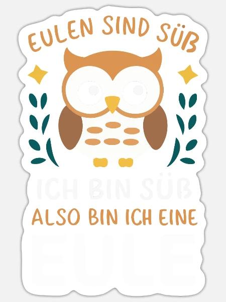 Nachteule Eule Eulen Vogel - Sticker Größe S (10 x 10 cm) - Mattweiß