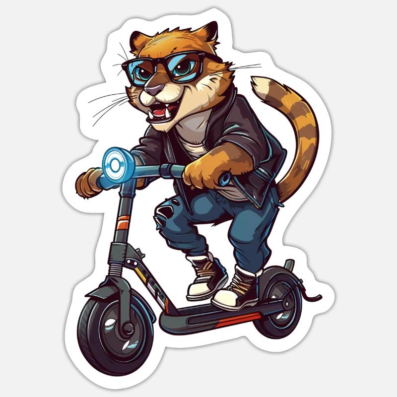 Cougar Scooter - Sticker size S (10 x 10 cm) - white matte