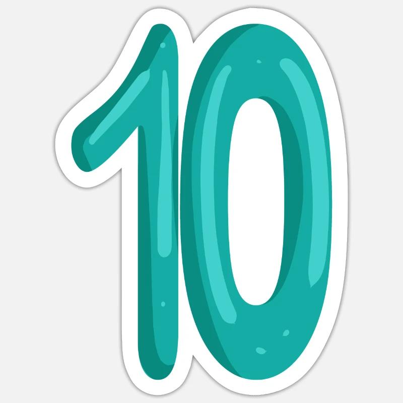 Dix numéros 10 Sticker taille S (10 x 10 cm)