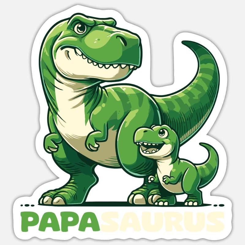 Papasaurus Vatertag bester Papa T-Rex Dinosaurier - Sticker Größe S (10 x 10 cm) - Mattweiß