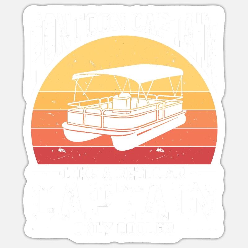 Ponton Bateau Ponton Capitaine - Sticker taille S (10 x 10 cm) - blanc mat