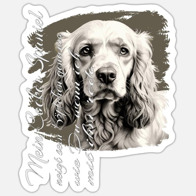 Englischer Cocker Spaniel lustiger Spruch Sticker Größe S (10 x 10 cm)