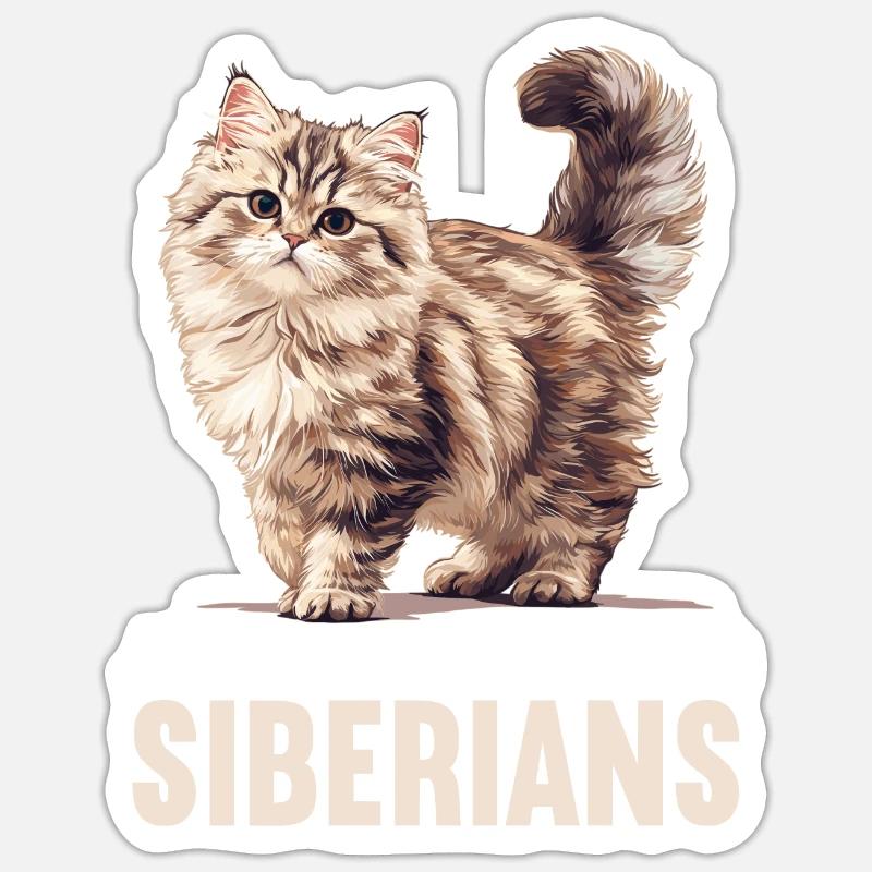 Chat Sibérien Sibirische Katze - Sticker taille S (10 x 10 cm) - blanc mat