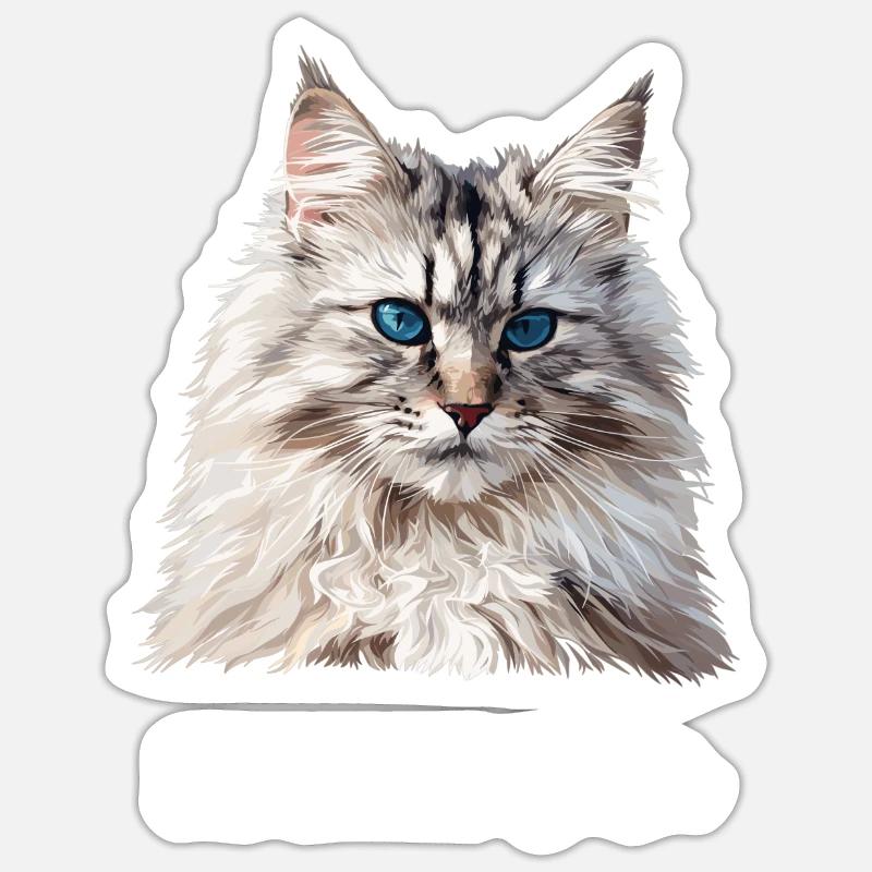 Chat Sibérien Sibirische Katze - Sticker taille S (10 x 10 cm) - blanc mat