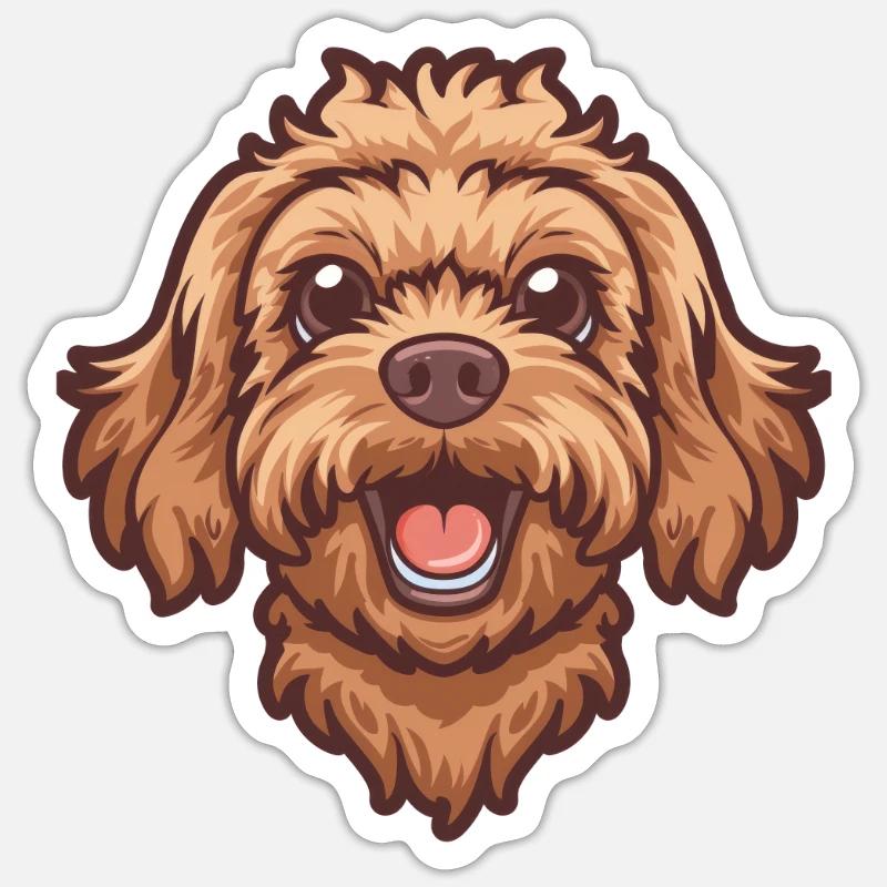 Cavapoo | Cavoodle | Cartoon Artwork - Sticker Größe S (10 x 10 cm) - Mattweiß