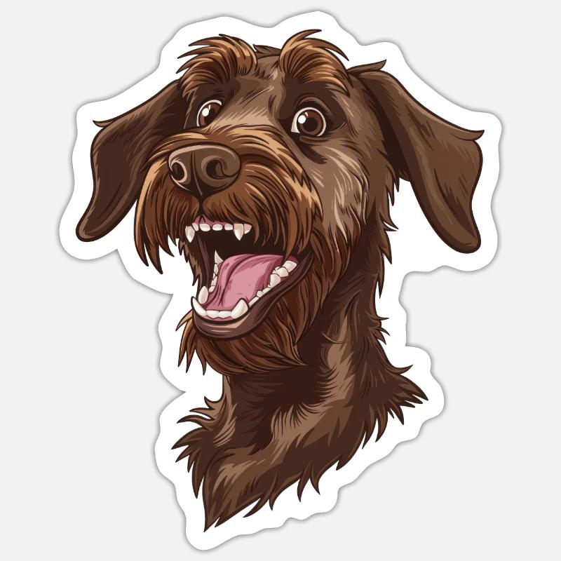 Deutsch Stichelhaar | German roughhaired pointer - Sticker Größe S (10 x 10 cm) - Mattweiß