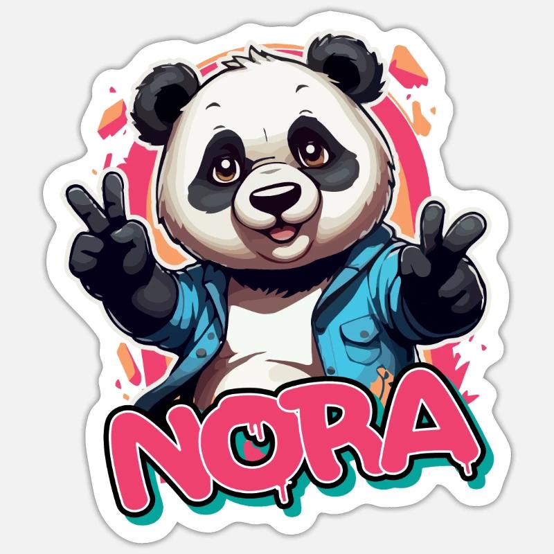 NORA - Schöner Mädchen Name mit coolem Panda Sticker Größe S (10 x 10 cm)
