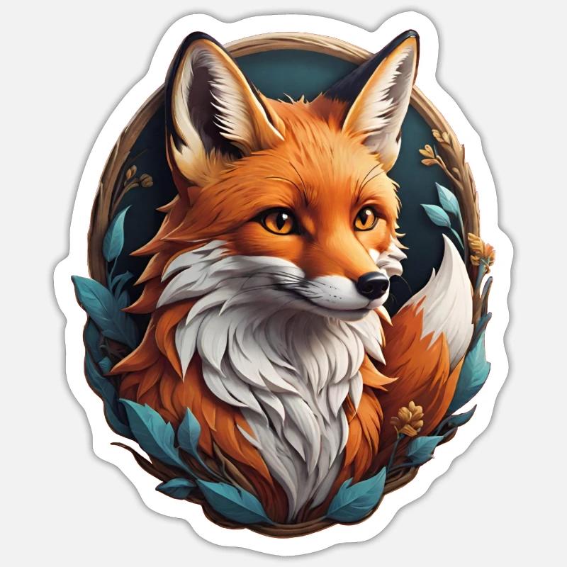 Renard - Sticker taille S (10 x 10 cm) - blanc mat
