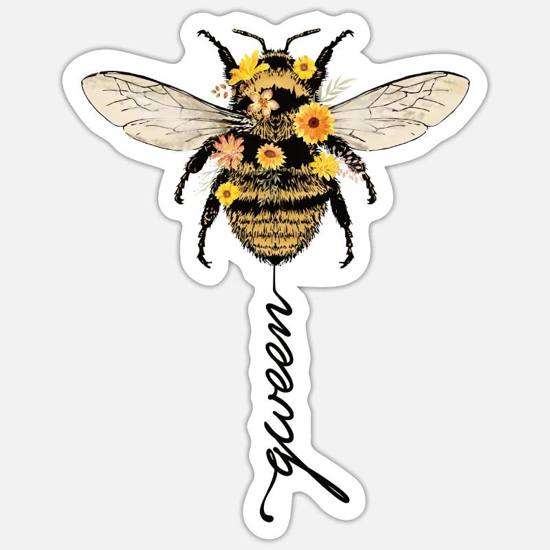 Queen Bee - Sticker size S (10 x 10 cm) - white matte