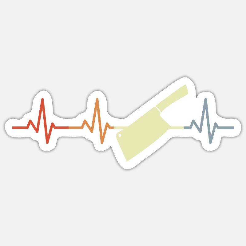 Hackmesser Herzklopfen - Sticker Größe S (10 x 10 cm) - Mattweiß