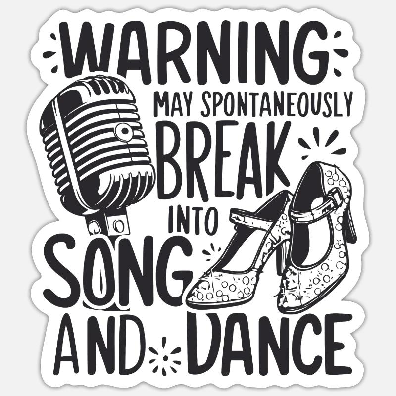 CHANT ET DANSE - Sticker taille S (10 x 10 cm) - blanc mat