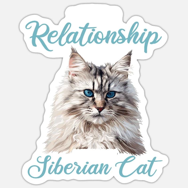 Chat Sibérien Sibirische Katze - Sticker taille S (10 x 10 cm) - blanc mat