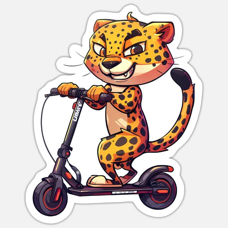Leopard Roller - Sticker size S (10 x 10 cm) - white matte