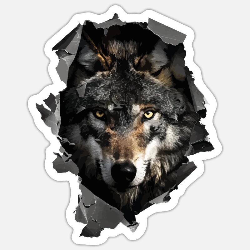 Wolf - Sticker Größe S (10 x 10 cm) - Mattweiß