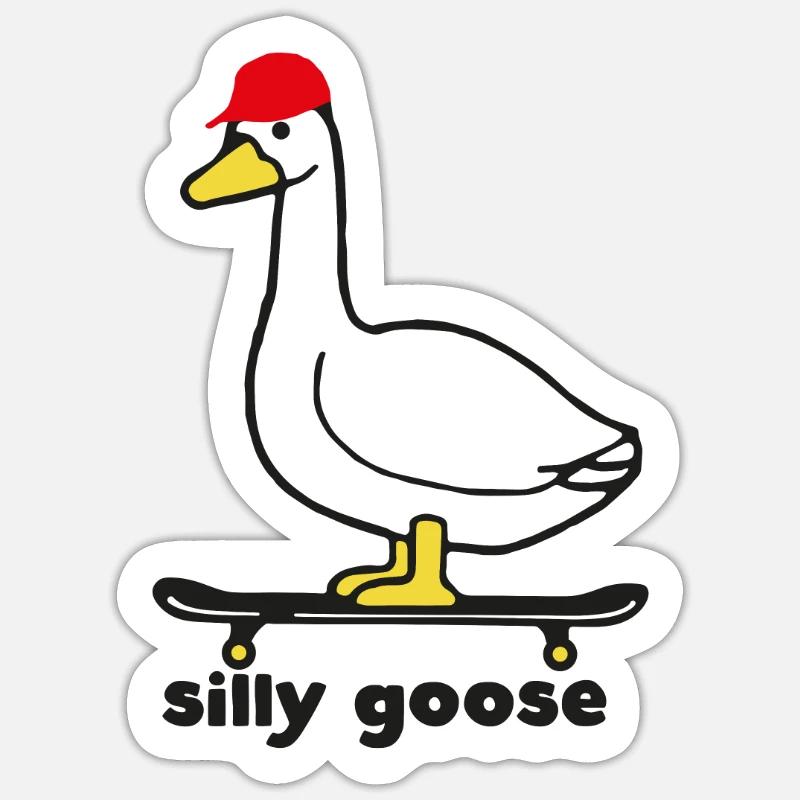 Oie idiote - Sticker taille S (10 x 10 cm) - blanc mat