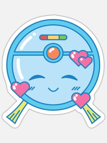 Liebenswerter Saugroboter Kawaii - Sticker Größe S (10 x 10 cm) - Mattweiß