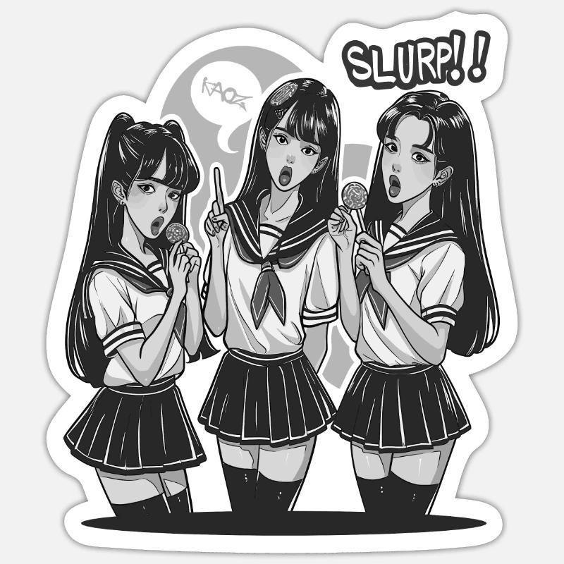 Anime Mädchen Design Sticker Größe S (10 x 10 cm)