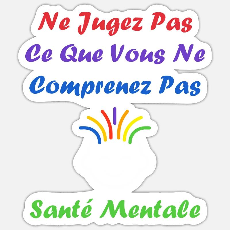 sensibilisation santé mentale - Sticker taille S (10 x 10 cm) - blanc mat