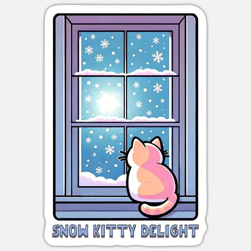 Délice de chat des neiges - Sticker taille S (10 x 10 cm) - blanc mat