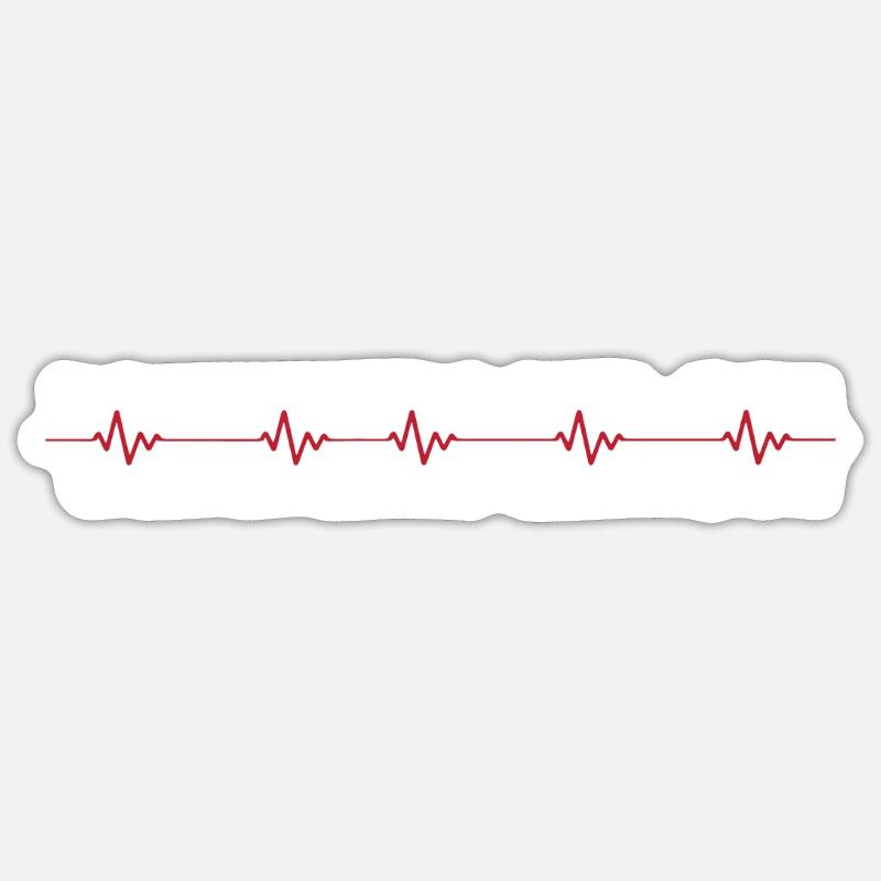 Rythme cardiaque ECG de pastèque - Sticker taille S (10 x 10 cm) - blanc mat