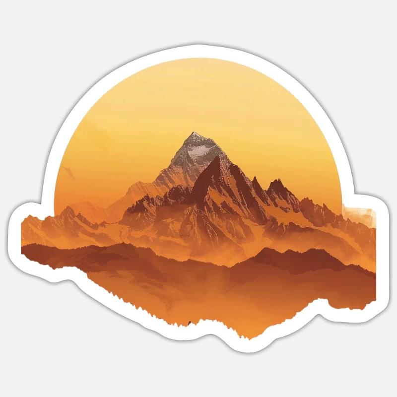 Sunset Mountains Circular Shape - Sticker size S (10 x 10 cm) - white matte