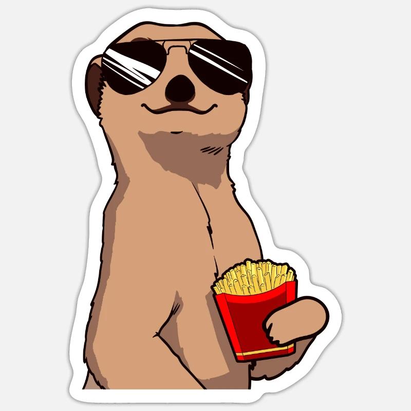 Frites Frites Suricate - Sticker taille S (10 x 10 cm) - blanc mat