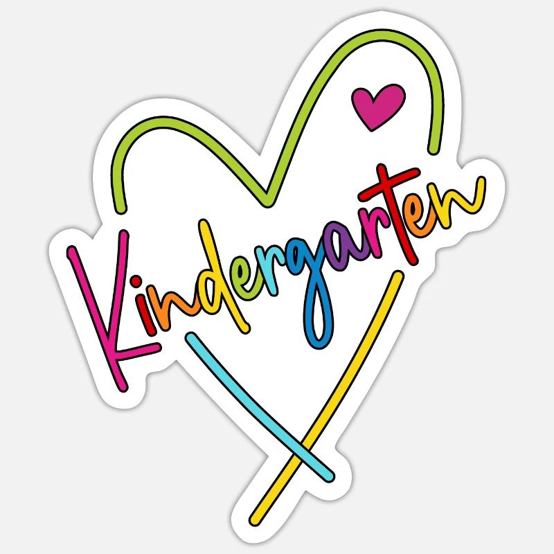 Kindergarten Herz - Sticker Größe S (10 x 10 cm) - Mattweiß