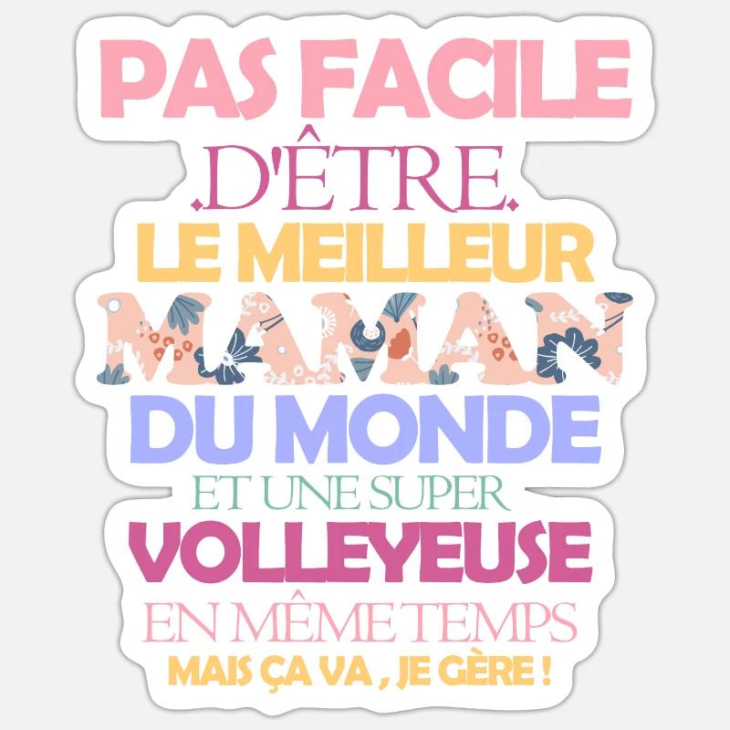 Pas facile super maman cuisinière - Sticker taille S (10 x 10 cm) - blanc mat