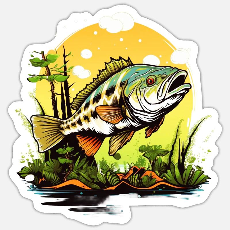 Poisson bar - Sticker taille S (10 x 10 cm) - blanc mat