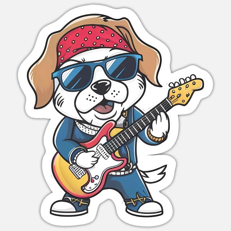 Sloth Playing Guitar Gift - Sticker size S (10 x 10 cm) - white matte