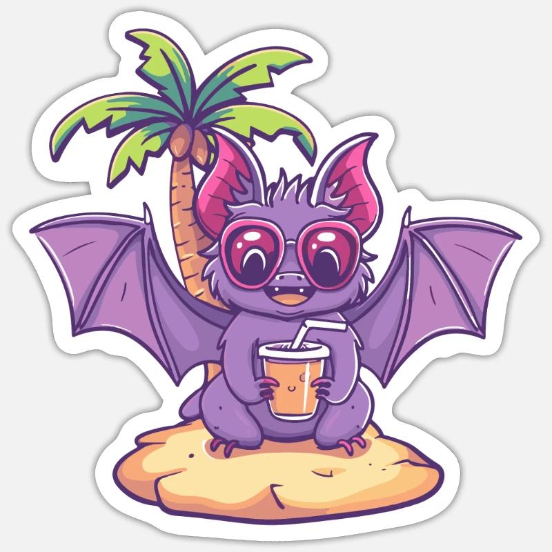 Fledermaus Sommer Urlaub - Sticker Größe S (10 x 10 cm) - Mattweiß