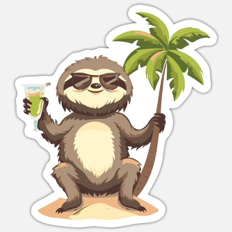 Sloth Summer Vacation - Sticker size S (10 x 10 cm) - white matte