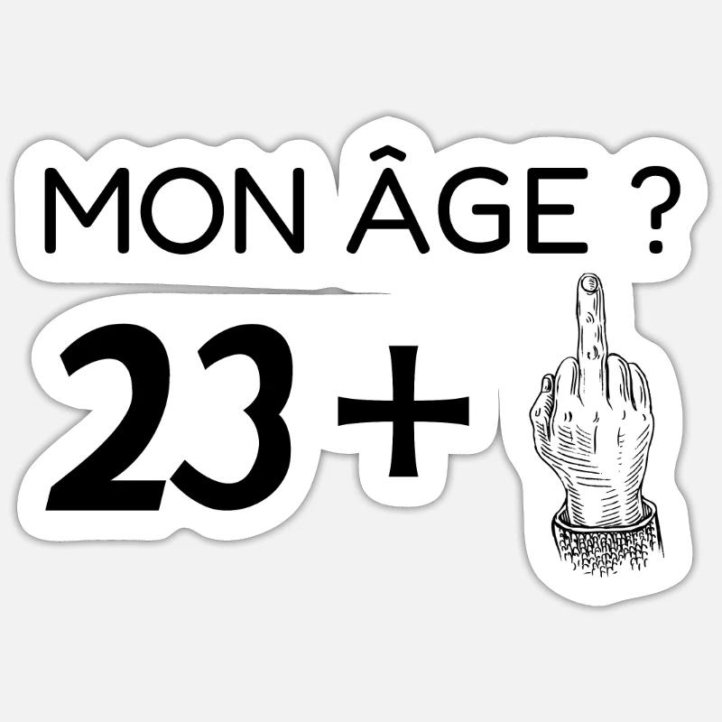 mon âge 24 - Sticker taille S (10 x 10 cm) - blanc mat