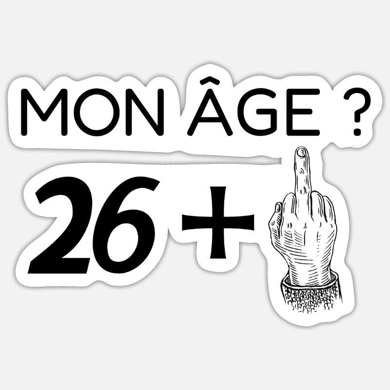 mon âge 27 - Sticker taille S (10 x 10 cm) - blanc mat