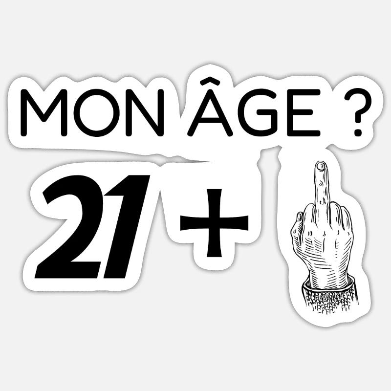 mon âge 22 - Sticker taille S (10 x 10 cm) - blanc mat