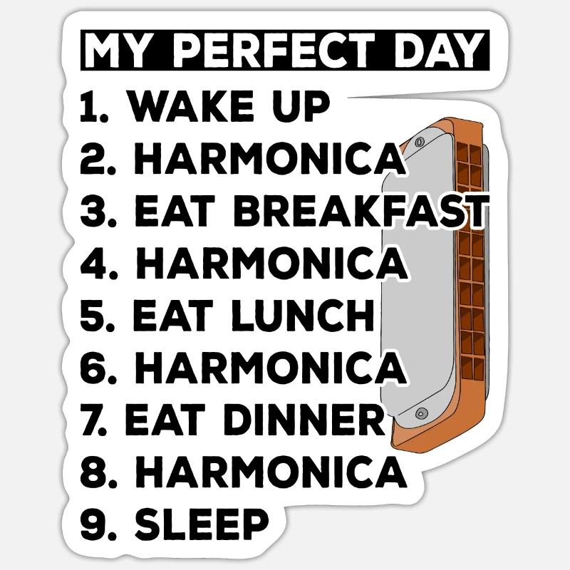 My Perfect Day Harmonica Joueur d’Harmonica Sticker taille S (10 x 10 cm)