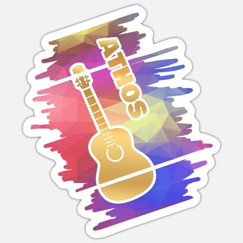 Guitare Athos - Sticker taille S (10 x 10 cm) - blanc mat