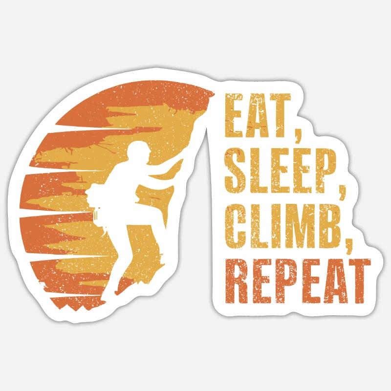 Manger, dormir, grimper, répéter, Escalade - Sticker taille S (10 x 10 cm) - blanc mat